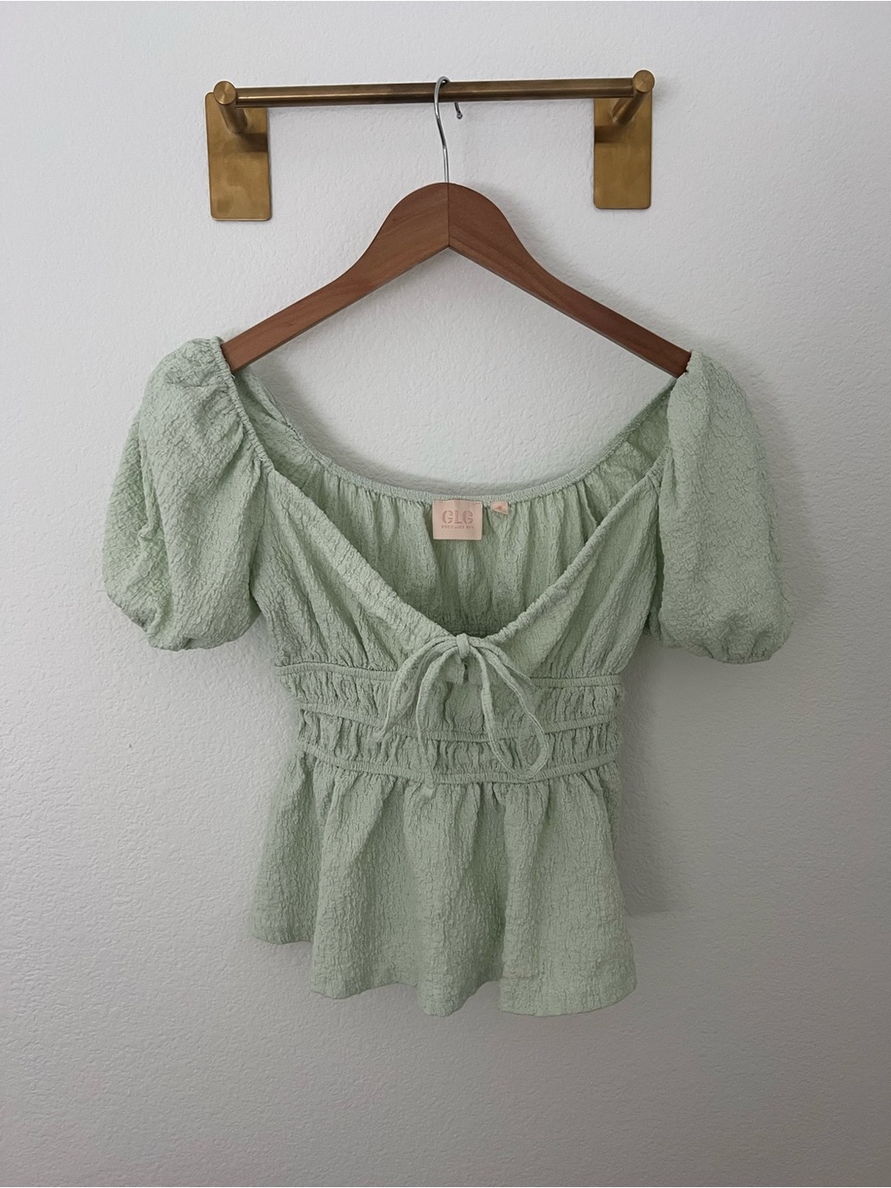 GLG Puff-Sleeve Tie-Front Top - Lightweight Women’s Blouse
